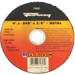 Forney Type 1 4 In. x 0.040 In. x 5/8 In. Metal Cut-Off Wheel 71857