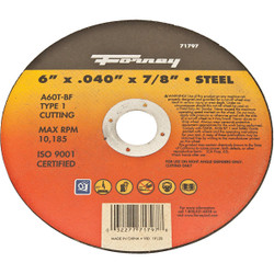 Forney Type 1 6 In. x 0.040 In. x 7/8 In. Steel Cut-Off Wheel 71797