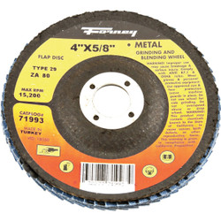 Forney 4 In. x 5/8 In. 80-Grit Type 29 Blue Zirconia Angle Grinder Flap Disc