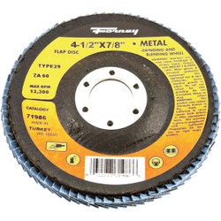 Forney 4-1/2 In. x 7/8 In. 60-Grit Type 29 Blue Zirconia Angle Grinder Flap Disc
