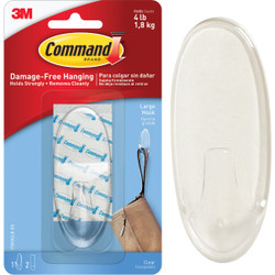 Command Large Clear Hook with Clear Strips, 1 Hook, 2 Strips 17093CLR-ES