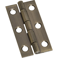 National 1 In. x 2 In. Antique Brass Narrow Decorative Hinge (2-Pack) N211243