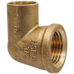 NIBCO 3/4 In. CxF 90 Deg. Cast Brass Copper Elbow (1/4 Bend) BF0120LC