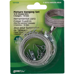 Hillman Anchor Wire 5 Lb. Capacity Picture Hanging Kit Pack of 10