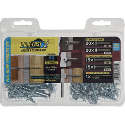 Bore-Fast Pan & Wafer Head Anchor & Screw in One Kit (72-Piece) 377638