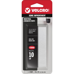 VELCRO Brand 2 In. x 4 In. White Industrial Strength Hook & Loop Strip (2 Ct.)