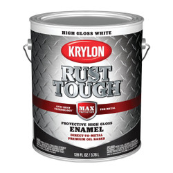 Krylon Rust Tough Oil-Based Gloss Rust Control Enamel, White, 1 Gal. K09729008