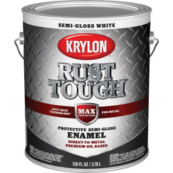 Krylon Rust Tough Oil-Based Semi-Gloss Rust Control Enamel, White, 1 Gal.