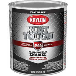 Krylon Rust Tough Oil-Based Flat Rust Control Enamel, Black, 1 Qt. Pack of 2