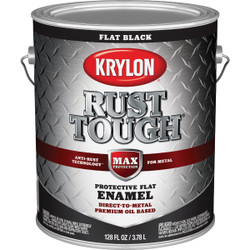 Krylon Rust Tough Oil-Based Flat Rust Control Enamel, Black, 1 Gal. K09731008