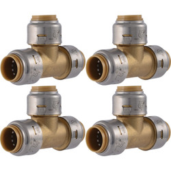 SharkBite 1/2 In. x 1/2 In. x 1/2 In. Brass Push-to-Connect Tee (4-Pack) UR362A4