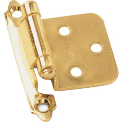 Laurey Polished Brass Self-Closing Overlay Hinge with Wood Screws (2-Pack) 28737
