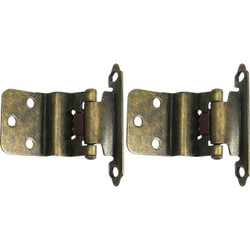 Laurey Antique Brass Self-Closing Overlay Hinge with Wood Screws (2-Pack) 28705