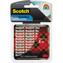 Scotch Restickable Mounting Squares, 1 In. x 1 In., 18 Squares R100