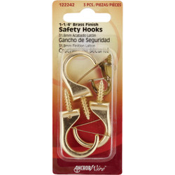Hillman Anchor Wire 1-1/4 In. Brass Safety Hook 122242 Pack of 10