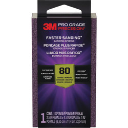 3M Pro Grade Precision 2.5 In. x 4.5 In. x 1 In. 80 Grit Medium Sanding Sponge