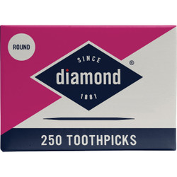 Diamond Round Wood Toothpicks (250-Count) 535-376-822 Pack of 24