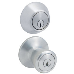 Steel Pro Satin Chrome Deadbolt and Door Knob Combo BR6B91B