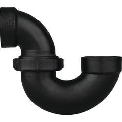 Charlotte Pipe 2 In. Black ABS P-Trap with Union ABS 00708P 0800HA