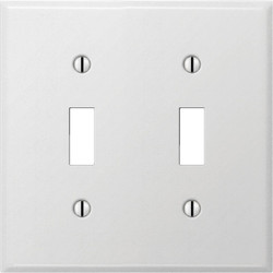 Amerelle PRO 2-Gang Stamped Steel Toggle Switch Wall Plate, Smooth White C981TTW