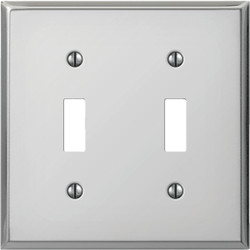 Amerelle PRO 2-Gang Stamped Steel Toggle Switch Wall Plate, Polished Chrome