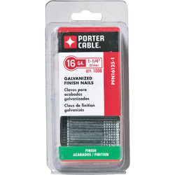 Porter Cable 16-Gauge Galvanized Straight Finish Nail, 1-1/4 In. (1000 Ct.)