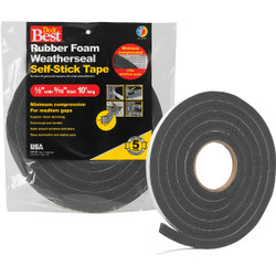 Do it Best 1/2" W x 9/16" T x 10' L Black Foam Weatherstrip Tape R930HDB