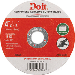 Do it Type 1 4 In. x 1/16 In. x 5/8 In. Masonry Cut-Off Wheel 970120DB