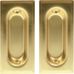 Johnson Hardware 3 In. Rectangular Brass Flush Pocket Door Pull (2-Count)