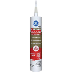 GE Advanced Silicone Kitchen & Bath Sealant, Almond, 10.1  Oz. Cartridge 2816707