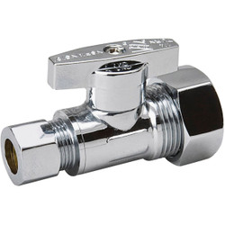 ProLine 5/8 In. COMP x 3/8 In. COMP  Chrome-Plated Brass Straight Stop 191-032HC