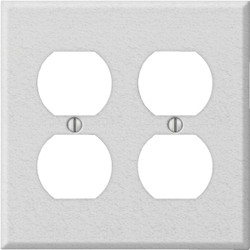 Amerelle PRO 2-Gang Stamped Steel Outlet Wall Plate, White Wrinkle C982DDW