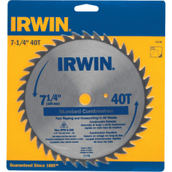 Irwin Steel 7-1/4 In. 40-Tooth Ripping/Crosscutting Circular Saw Blade 11140