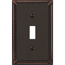 Amerelle Imperial Bead 1-GangCast Metal Toggle Switch Wall Plate, Aged Bronze