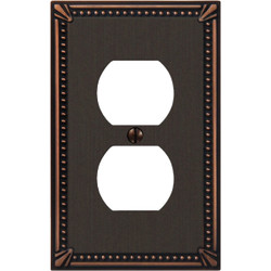 Amerelle Imperial Bead 1-Gang Cast Metal Outlet Wall Plate, Aged Bronze 74DDB