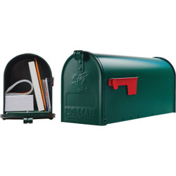 Gibraltar Elite T1 Green Steel Rural Post Mount Mailbox E1100GAM