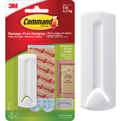 3M Command Wire-Backed Picture Hanger, White, 1 Hanger, 2 Strips 17041ES