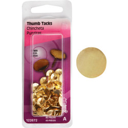Hillman Anchor Wire Brass 23/64 In. x 15/64 In. Thumb Tack (40 Ct.) 122672