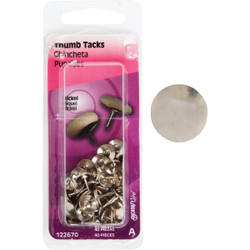 Hillman Anchor Wire Nickel 23/64 In. x 15/64 In. Thumb Tack (40 Ct.) 122670