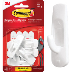 Command Small Hooks Value Pack, White, 6 Hooks, 12 Strips 17002-6ES