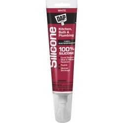 Dap 2.8 Oz. Kitchen & Bath 100% Silicone Rubber Sealant, White 7079800750