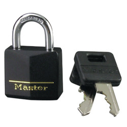 Master Lock 1-3/16 In. W. Black Covered Keyed Different Padlock