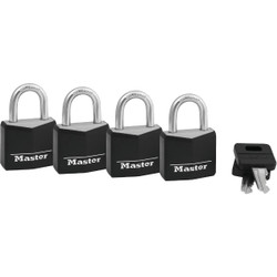 Master Lock 1-3/16 In. W. Black Covered Keyed Alike Padlock (4-Pack) 131Q