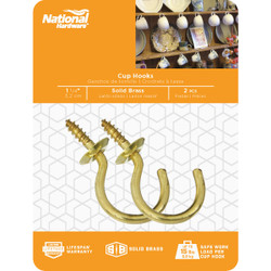National V2021 1-1/4 In. Solid Brass Series Cup Hook (2 Count) N119701
