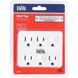 Do it Best White 15A 6-Outlet Tap LA-33-W