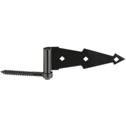 National 7 In. Black Ornamental Screw Hook And Strap Hinge (2-Pack) N165464