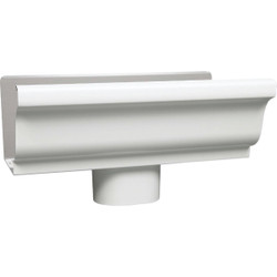 Amerimax 5 In. K Style Galvanized White Gutter Drop Outlet 33010