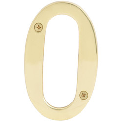 Hy-Ko 4 In. Polished Brass House Number Zero