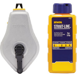 Irwin STRAIT-LINE 100 Ft. Classic Chalk Line Reel and Chalk, Blue IWHT48441BC