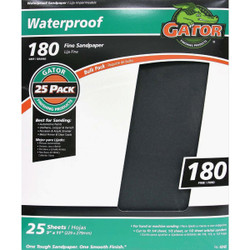 Gator Waterproof 9 In. x 11 In. 180 Grit Fine Sandpaper (25-Pack) 4242